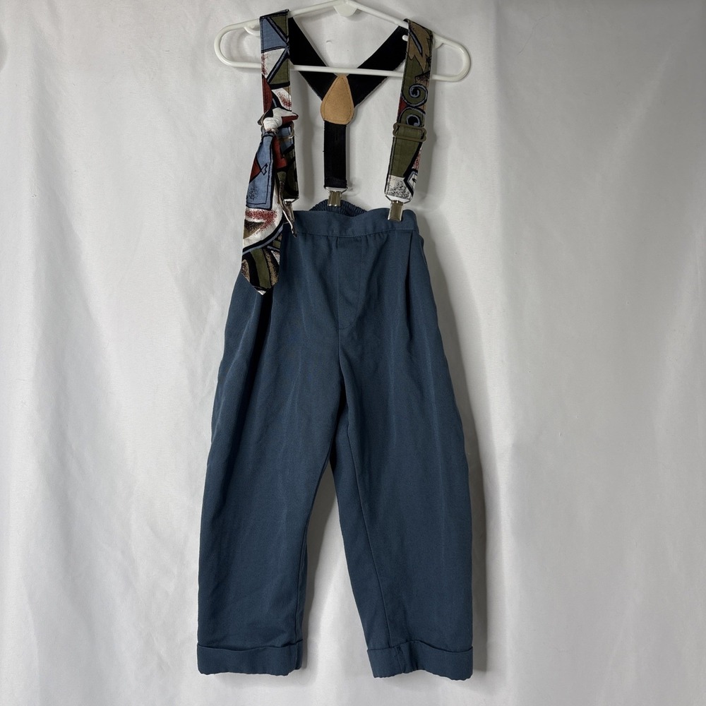 Vtg 3T Boy Suspenders 3pc Set High Waisted Pleated Pants Art Deco Retro 90s USA